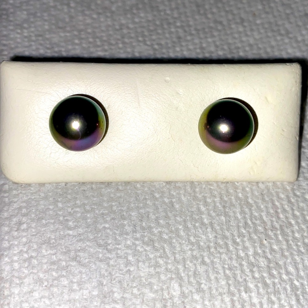 Grey 10mm Majorica Pearl Sterling Silver Earrings
